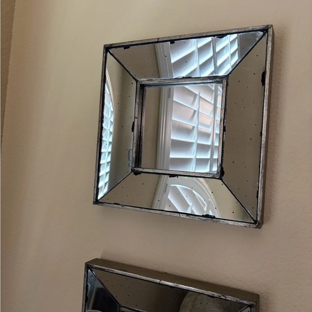 Birch Lane Distressed Square Wall Mirror, 12”, SET OF 4, LIKE NEW